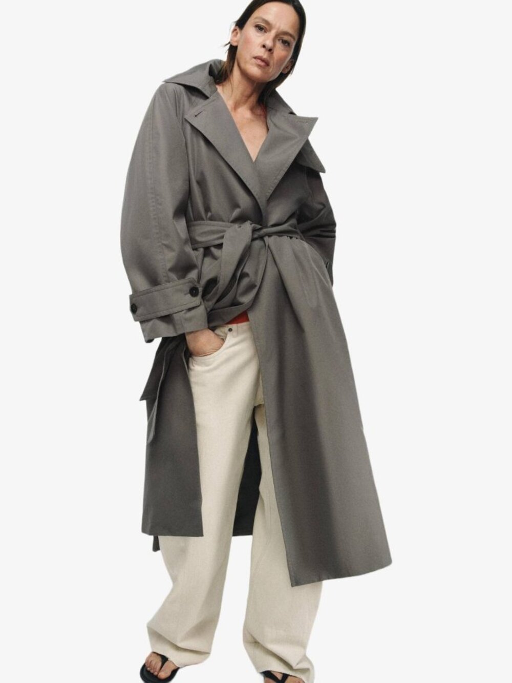 Zara Trench Coat Womens Small Gray Lightweight Outerwear 0518/049 NWT